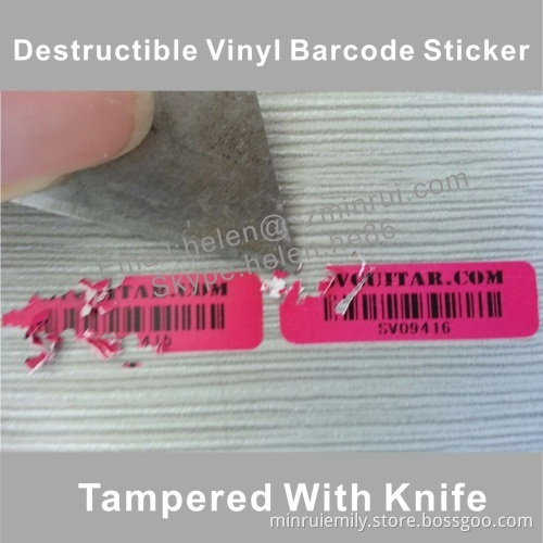 Strong Adhesive Eggshell Barcode Labels For Asset Id Tracing,one Time Use Destructible Bar Code Sticker 